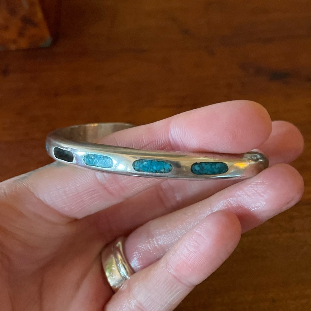Zuni inlay Sterling silver 925 cuff (2) 1970’s